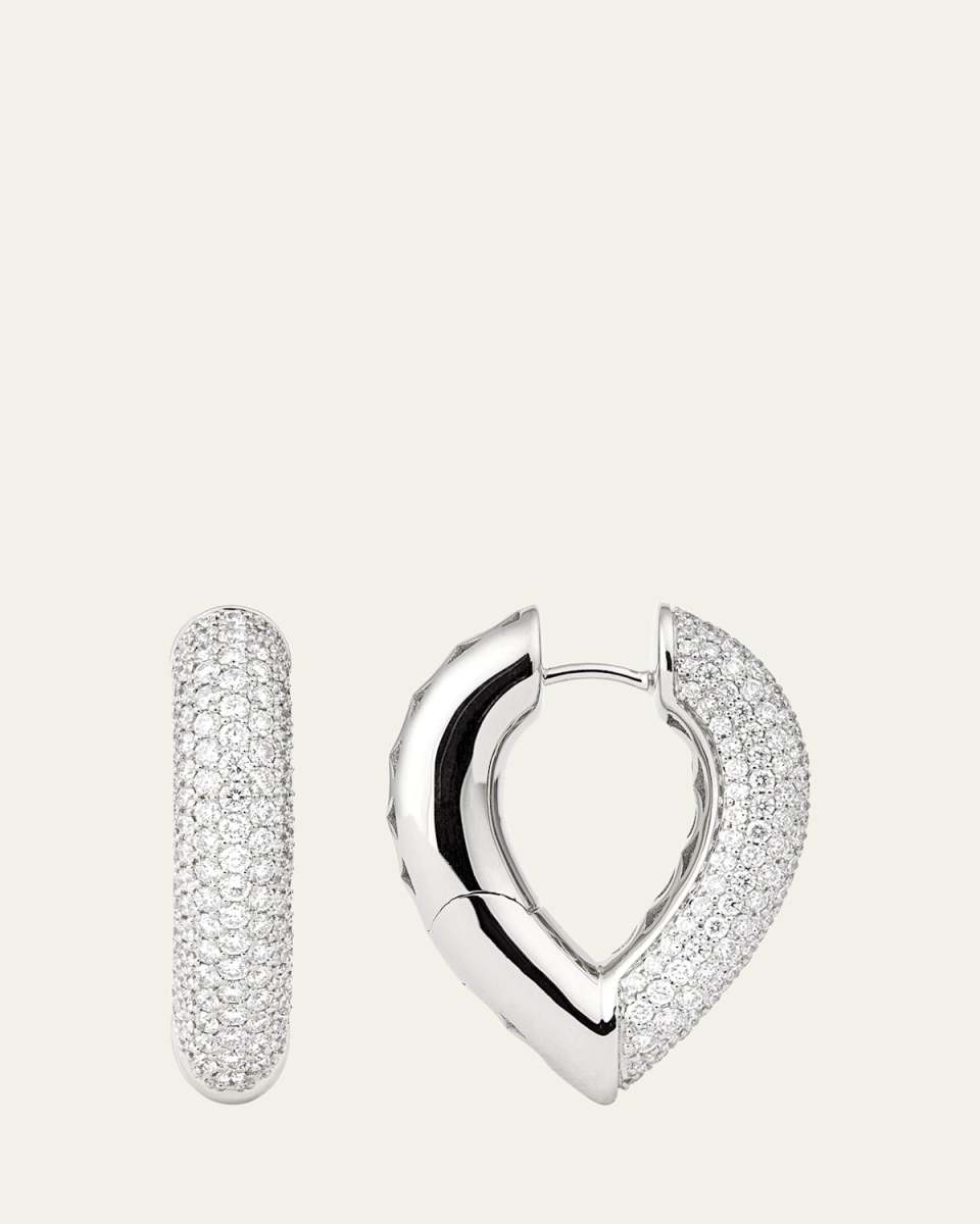 The Drop Link Earrings, Big, in White Gold and White Diamonds